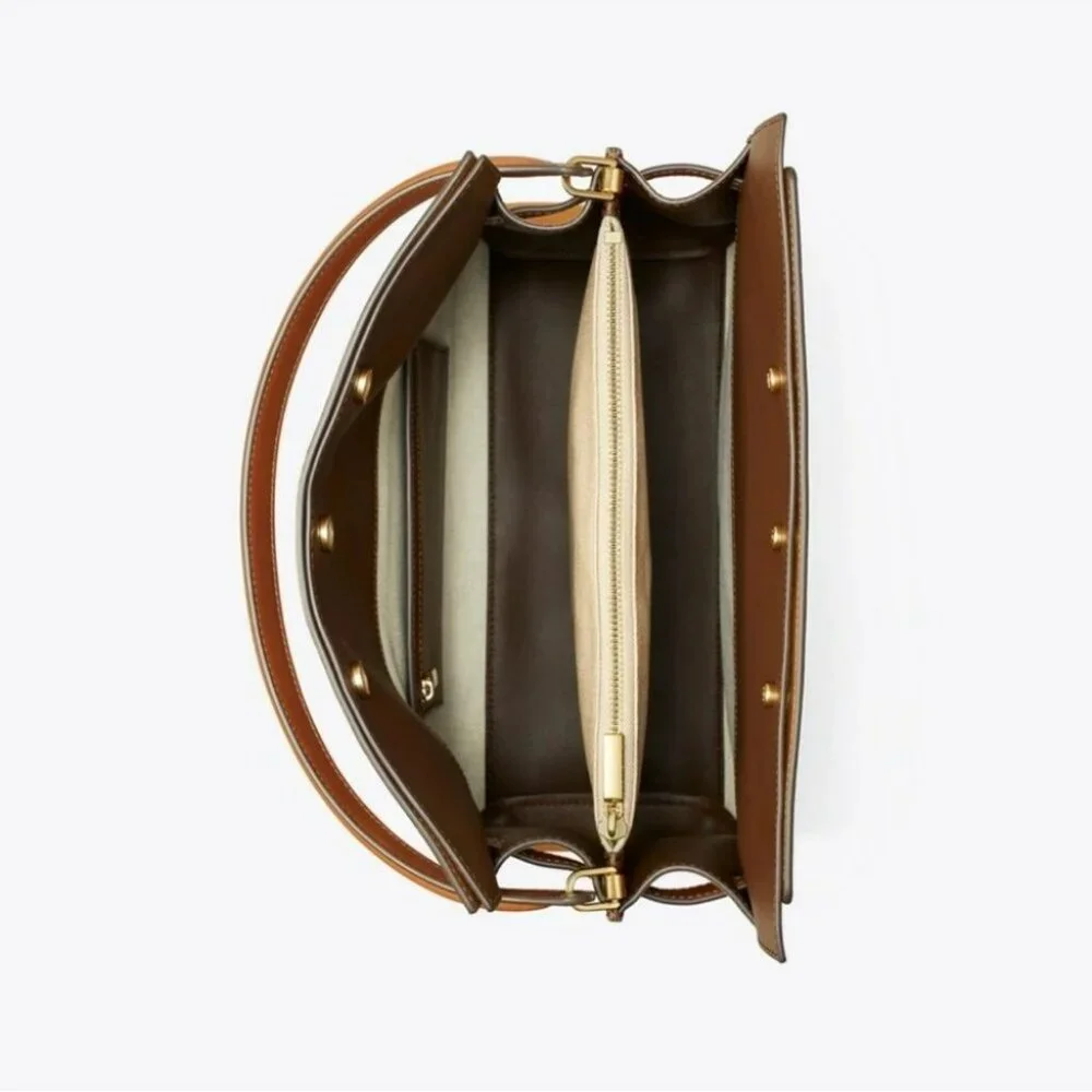 Tory Burch Brown Snakeskin-Print Satchel